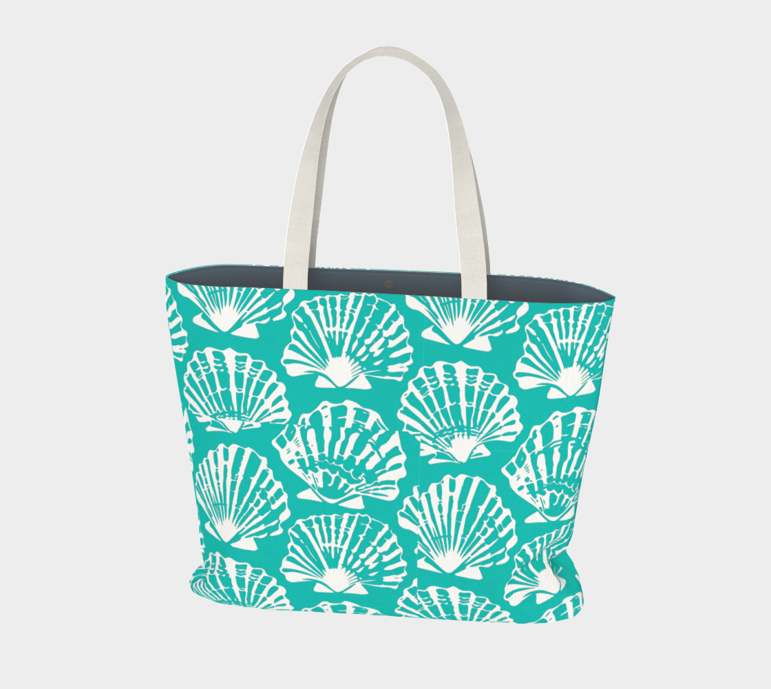 Teal Shell Large Tote Bag