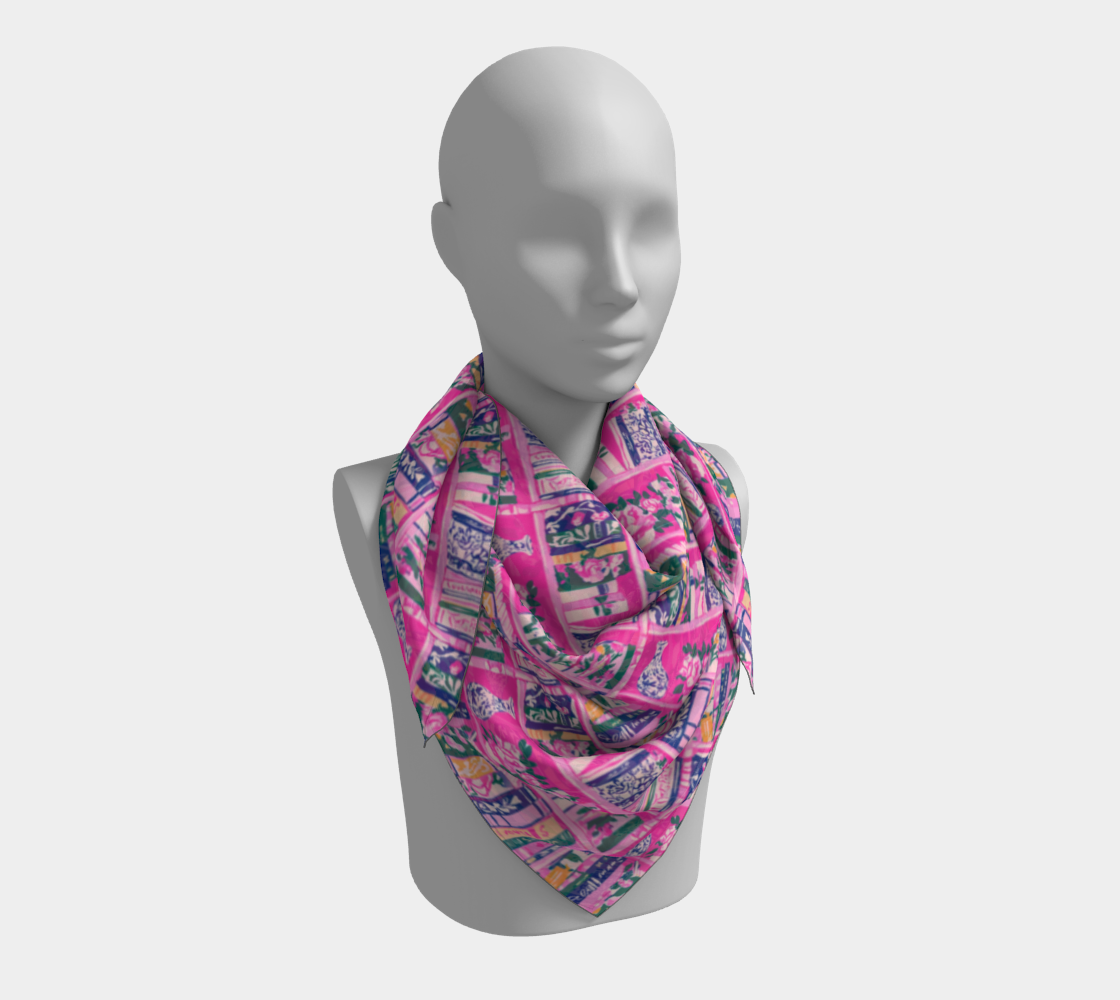 Pink Bookshelf Square Scarf