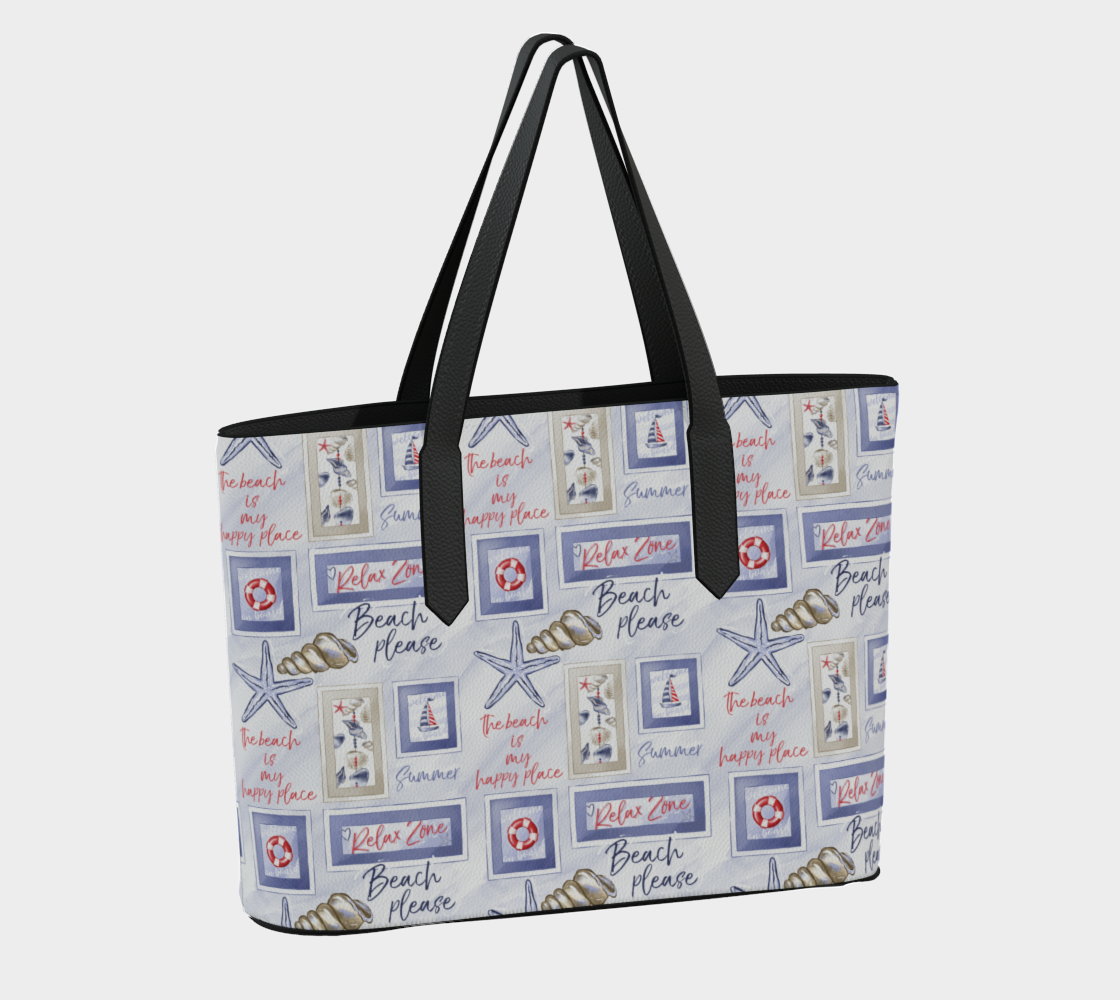 Beach Signs Vegan Leather Tote Bag