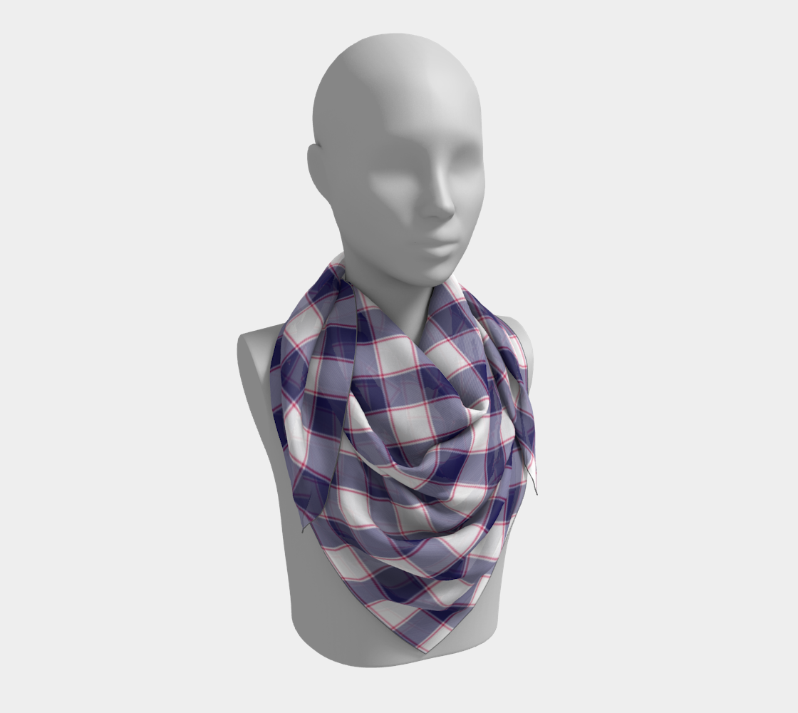 Blue w Red Vegan Square Scarf