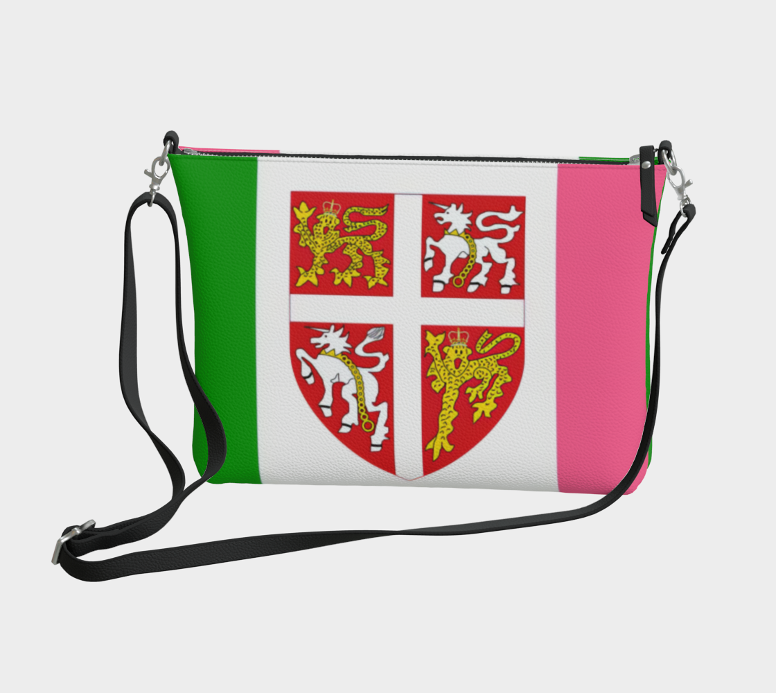 Pink/Green Flag w C of A Leather Crossbody Purse