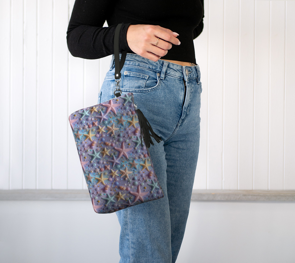 Lilac Starfish Vegan Leather Clutch Purse