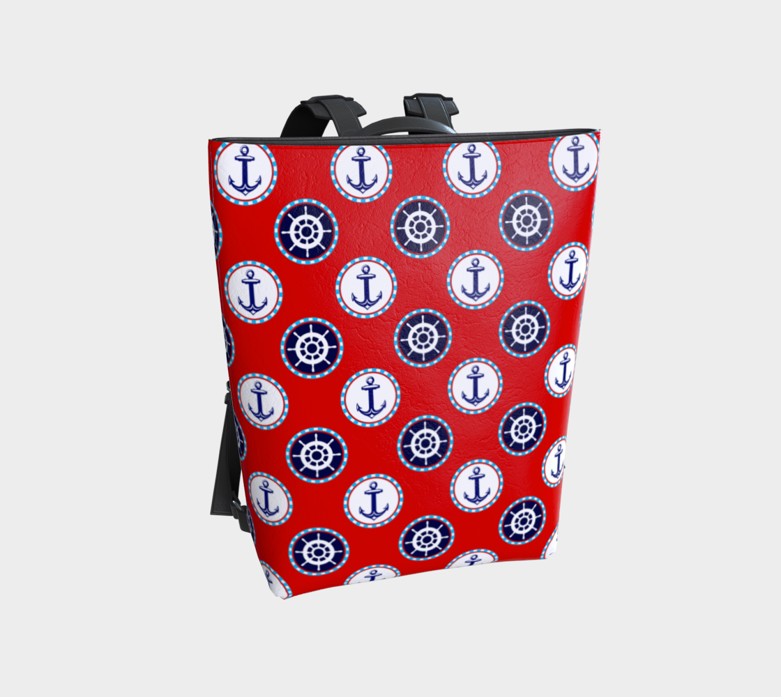 Red with Circles Vegan Leather Backpack