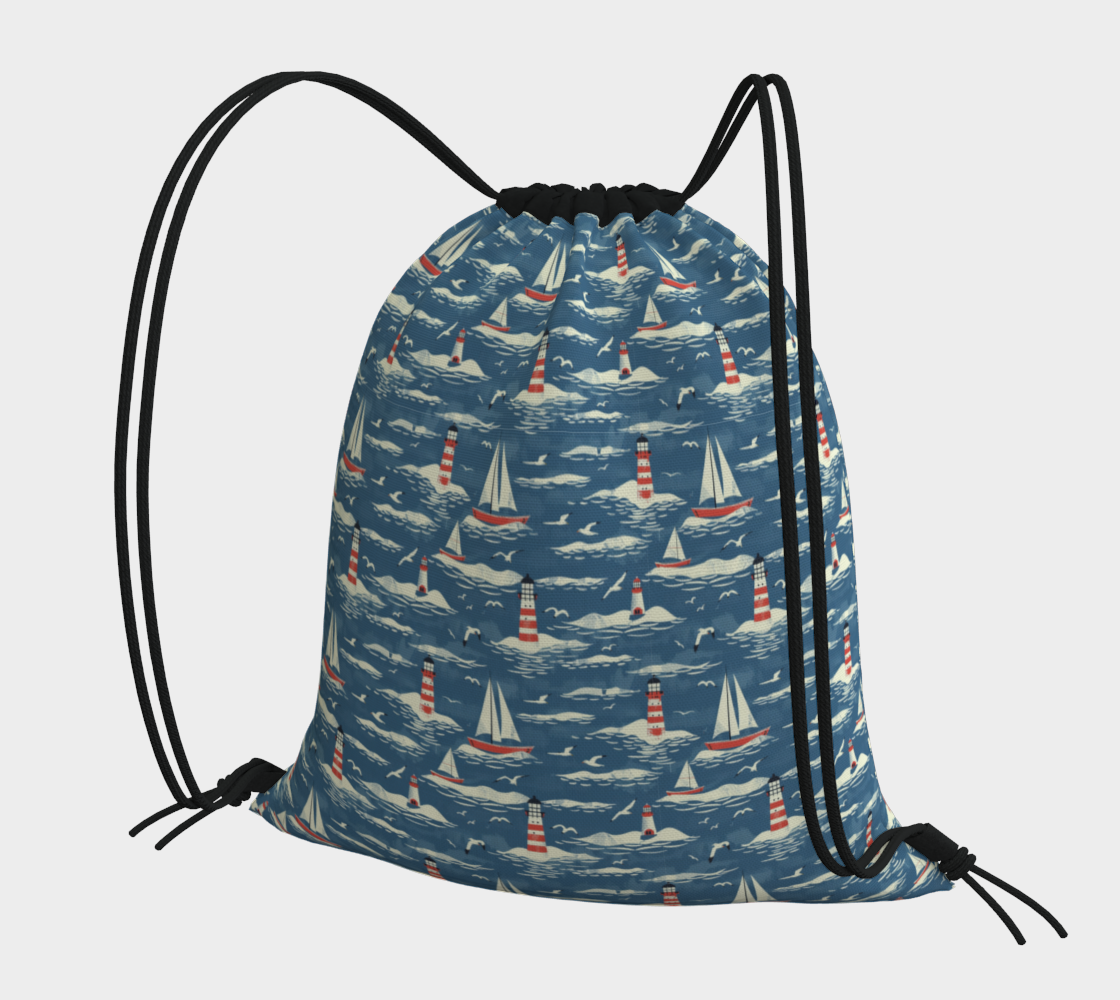 Blue, White, Red Drawstring Bag