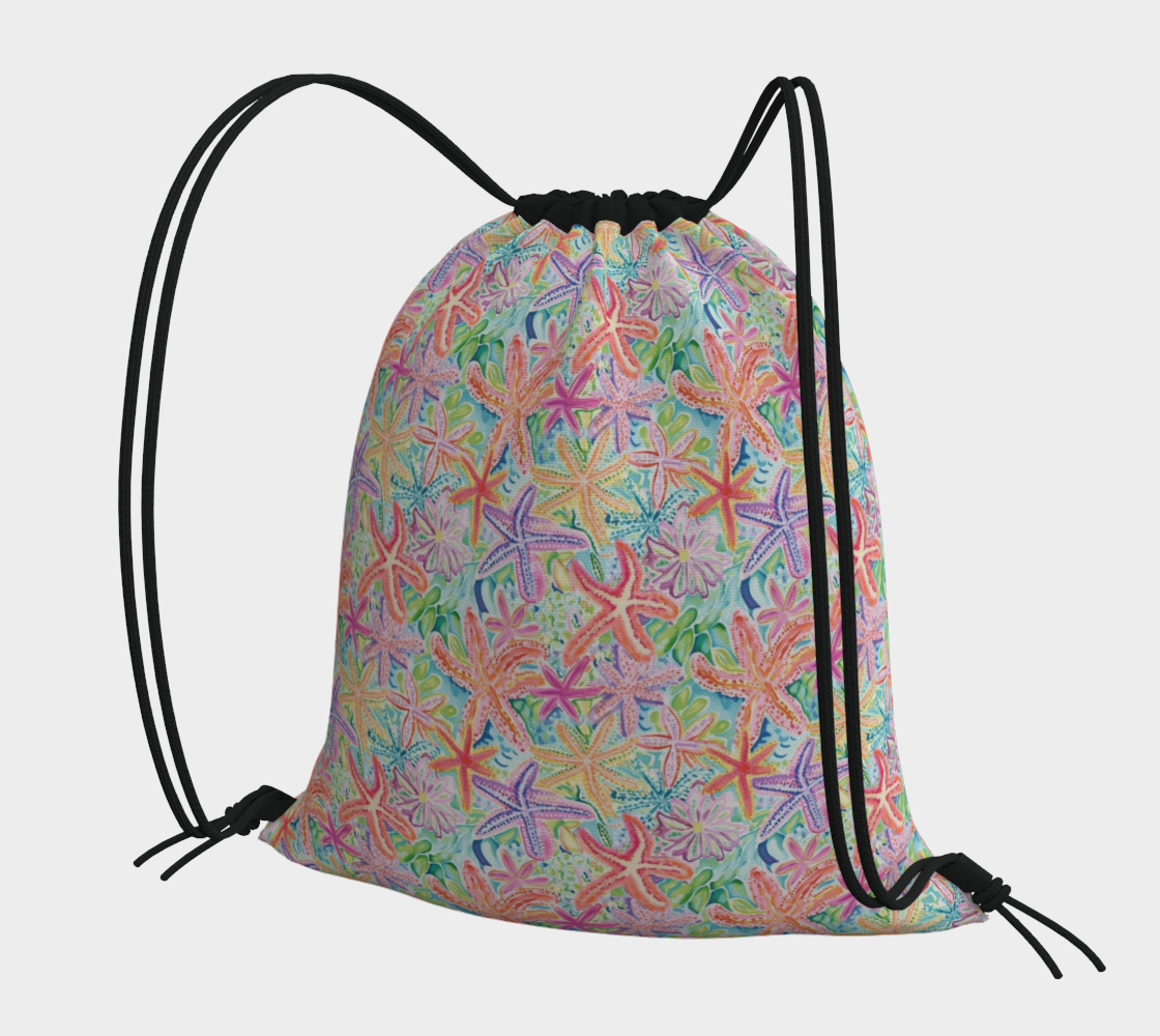 Multi Colored Starfish Drawstring Bag