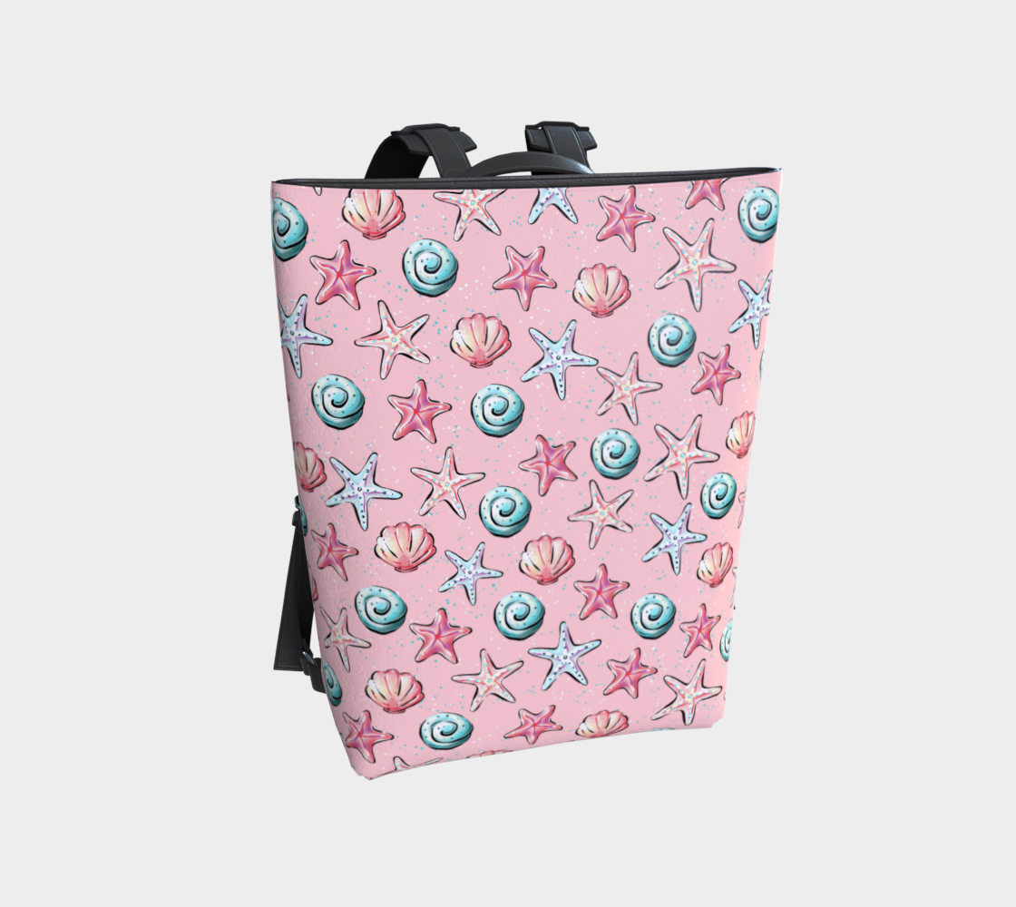 Pink Shells Vegan Leather Backpack