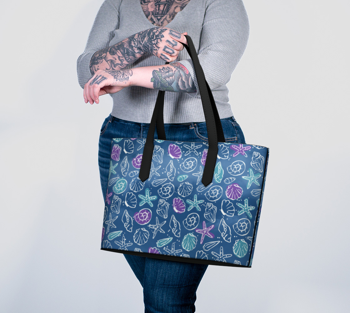 Blue Shells Vegan Leather Tote Bag