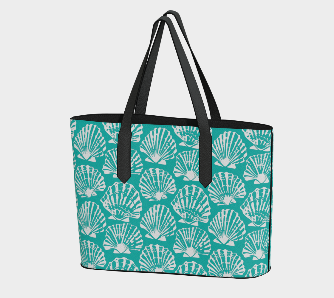 Teal Shell Vegan Leather Tote Bag