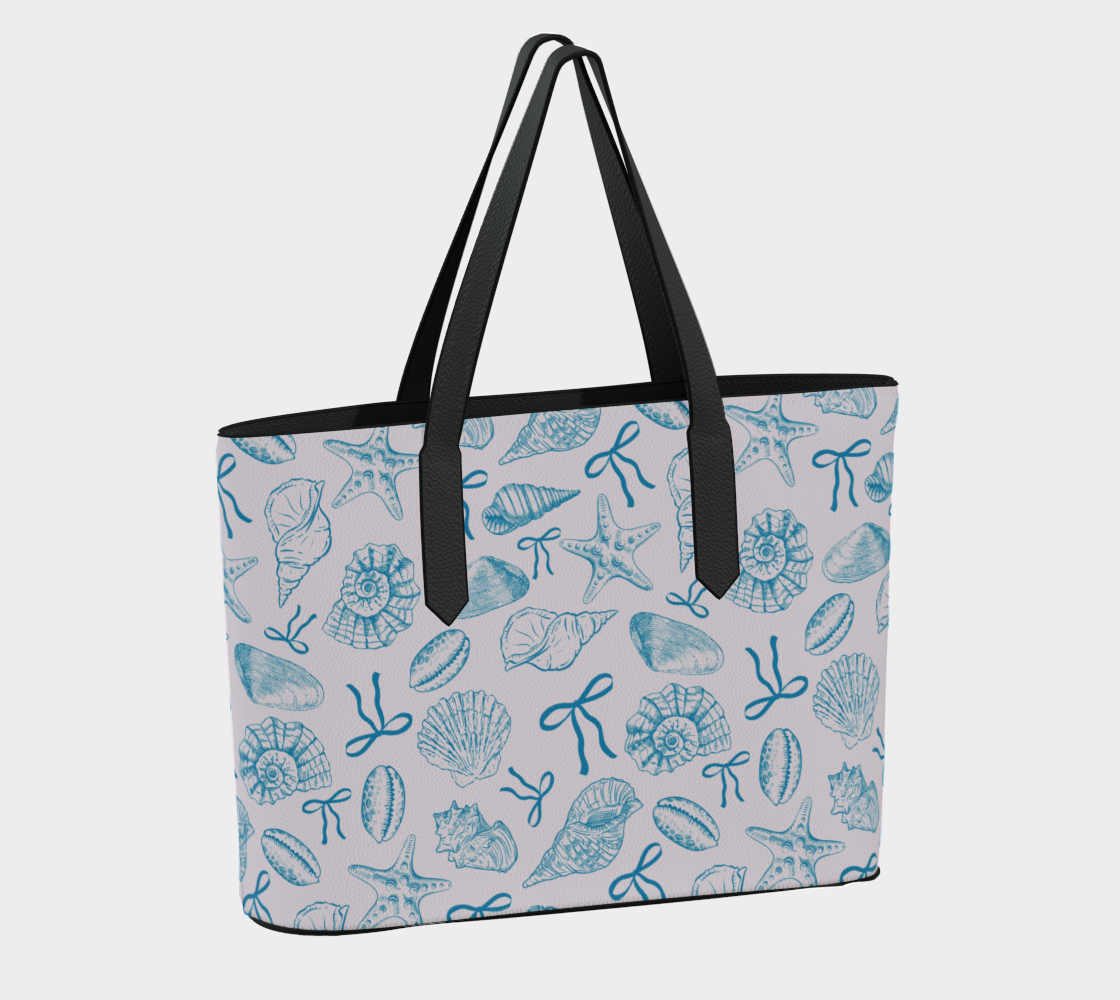 Summer Coquette Bow and Shells Vegan Leather Tote Bag 370