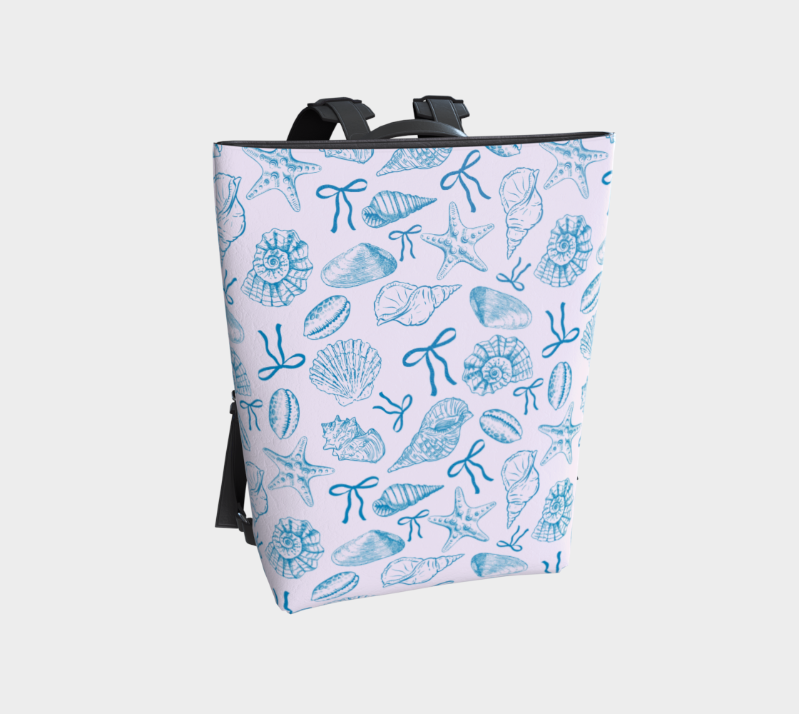 Summer Coquette Bow and Shells Vegan Leather Backpack 375