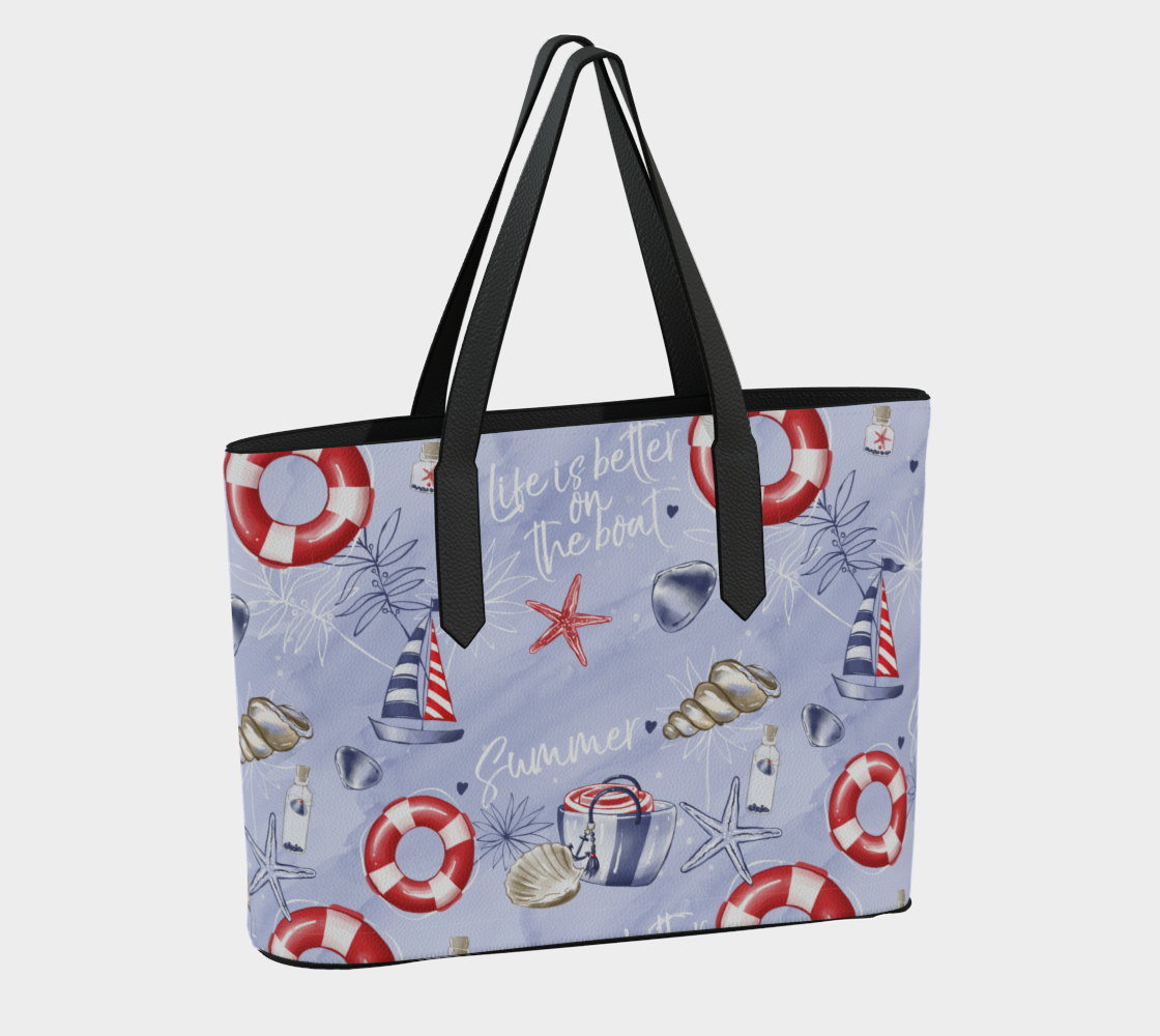 Life is better on the boat Vegan Leather Tote Bag 329