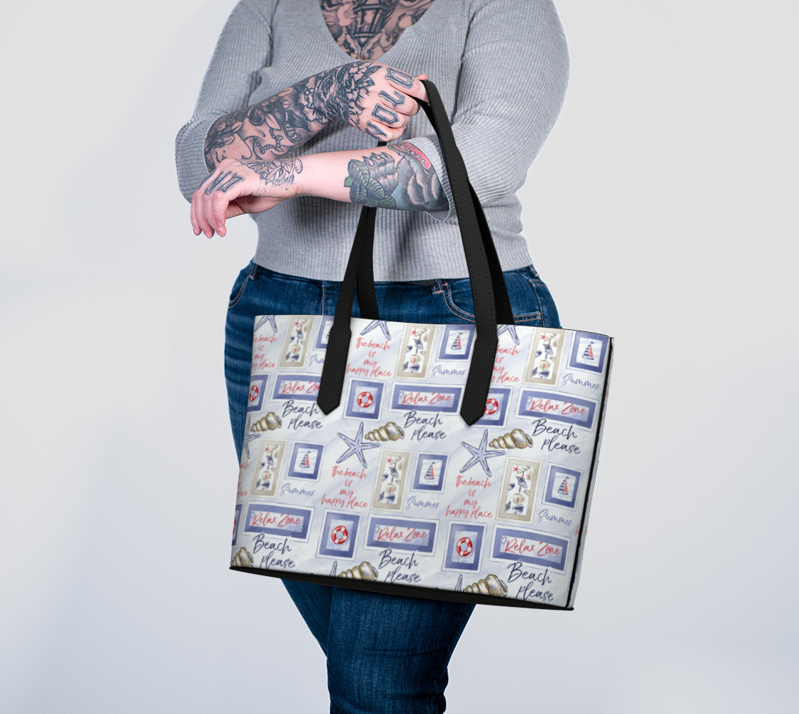 Beach Signs Vegan Leather Tote Bag