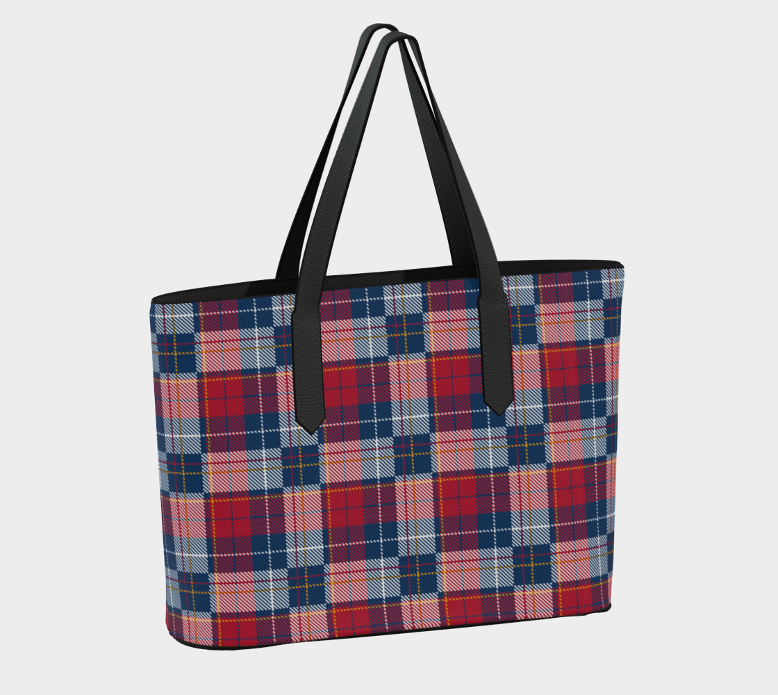 My Red/Blue Pattern Leather Tote Bag