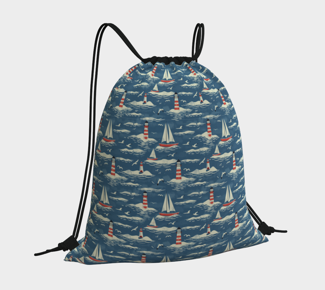 Blue, White, Red Drawstring Bag