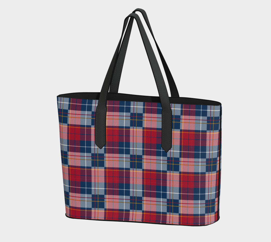 My Red/Blue Pattern Leather Tote Bag