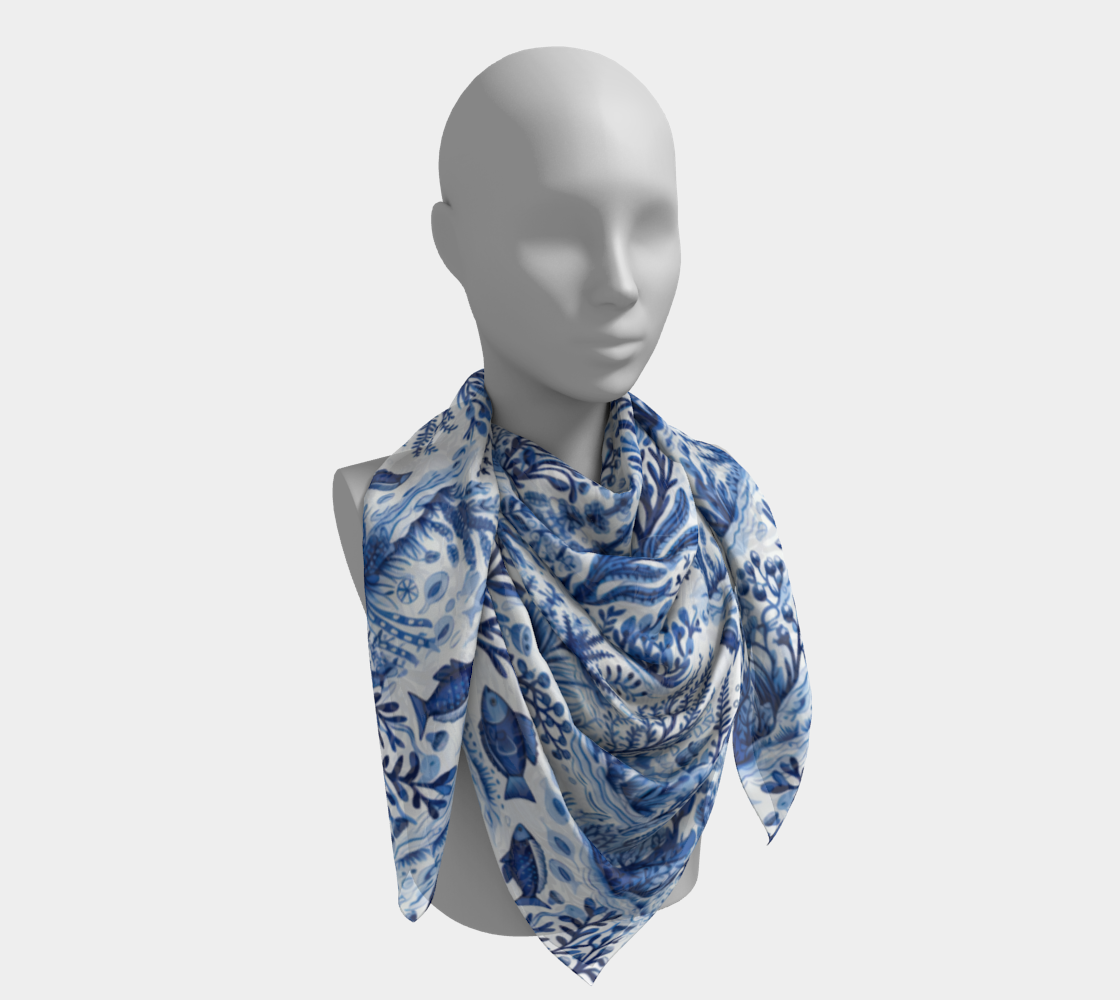 Blue Toile Square Scarf