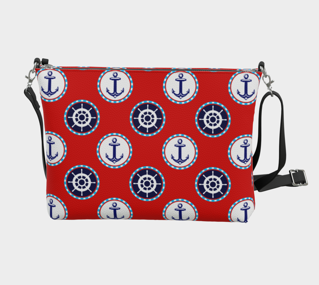 Red with Circles Vegan Leather 250 Crossbody Purse