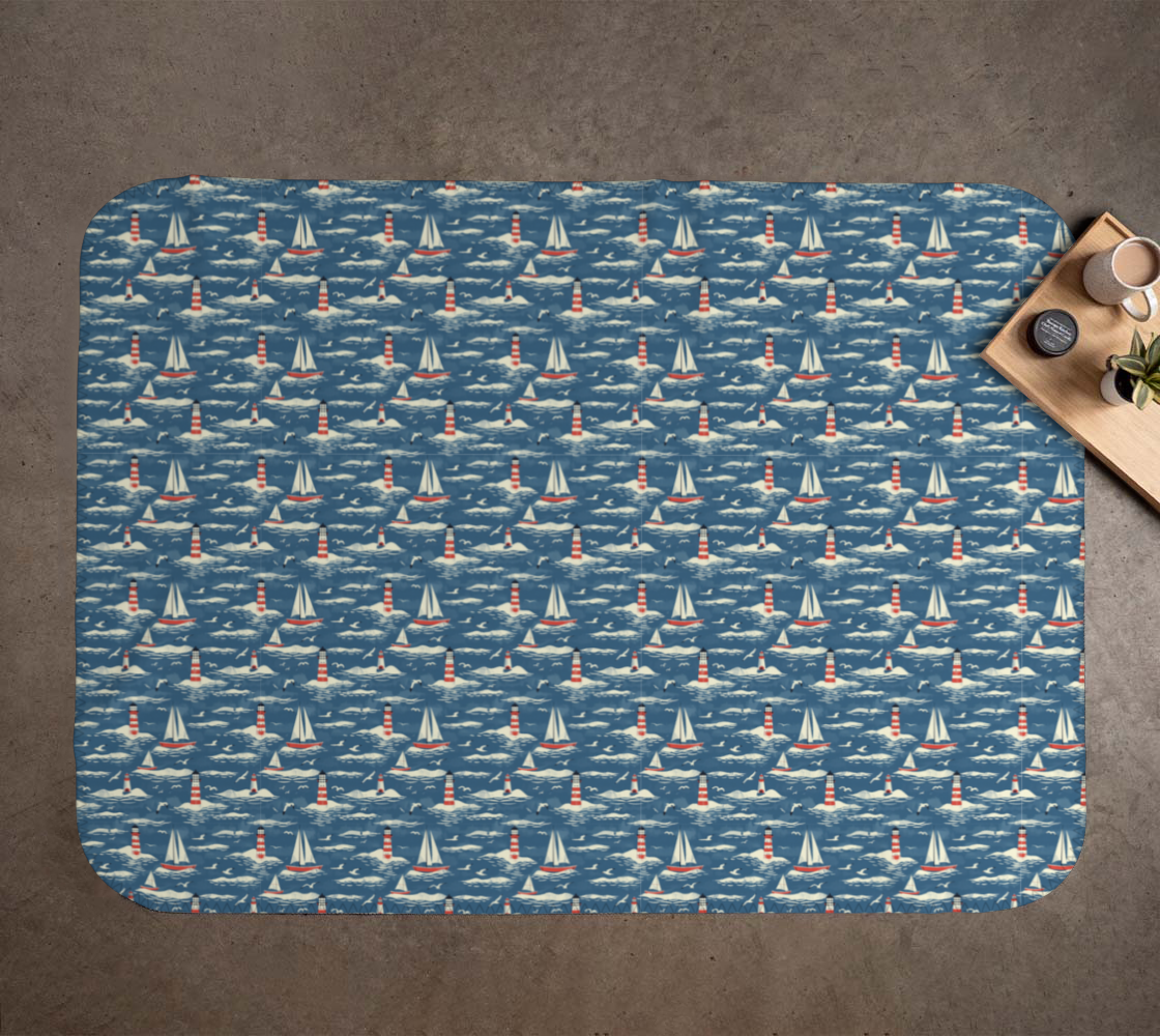 Blue, White, Red Sailboat Blanket