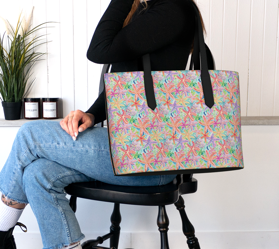 Multi Colored Starfish Vegan Tote Bag