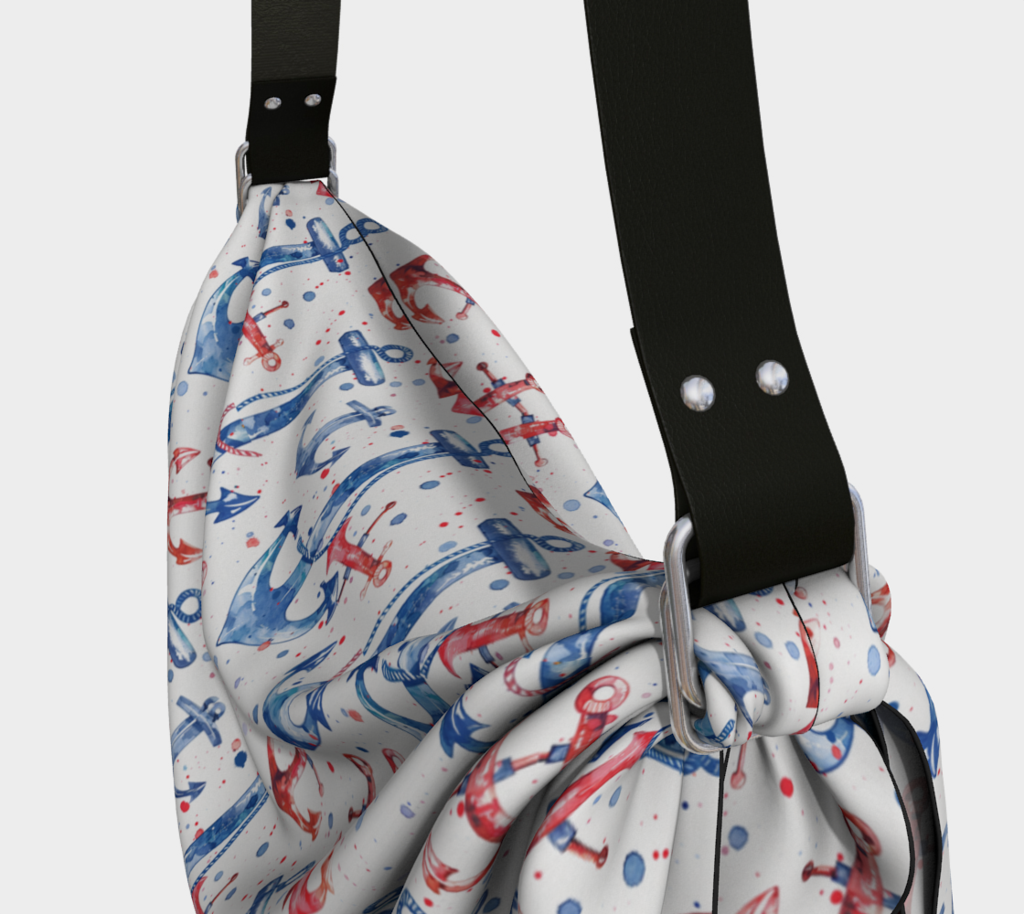 Blue, double red Anchor Origami Tote