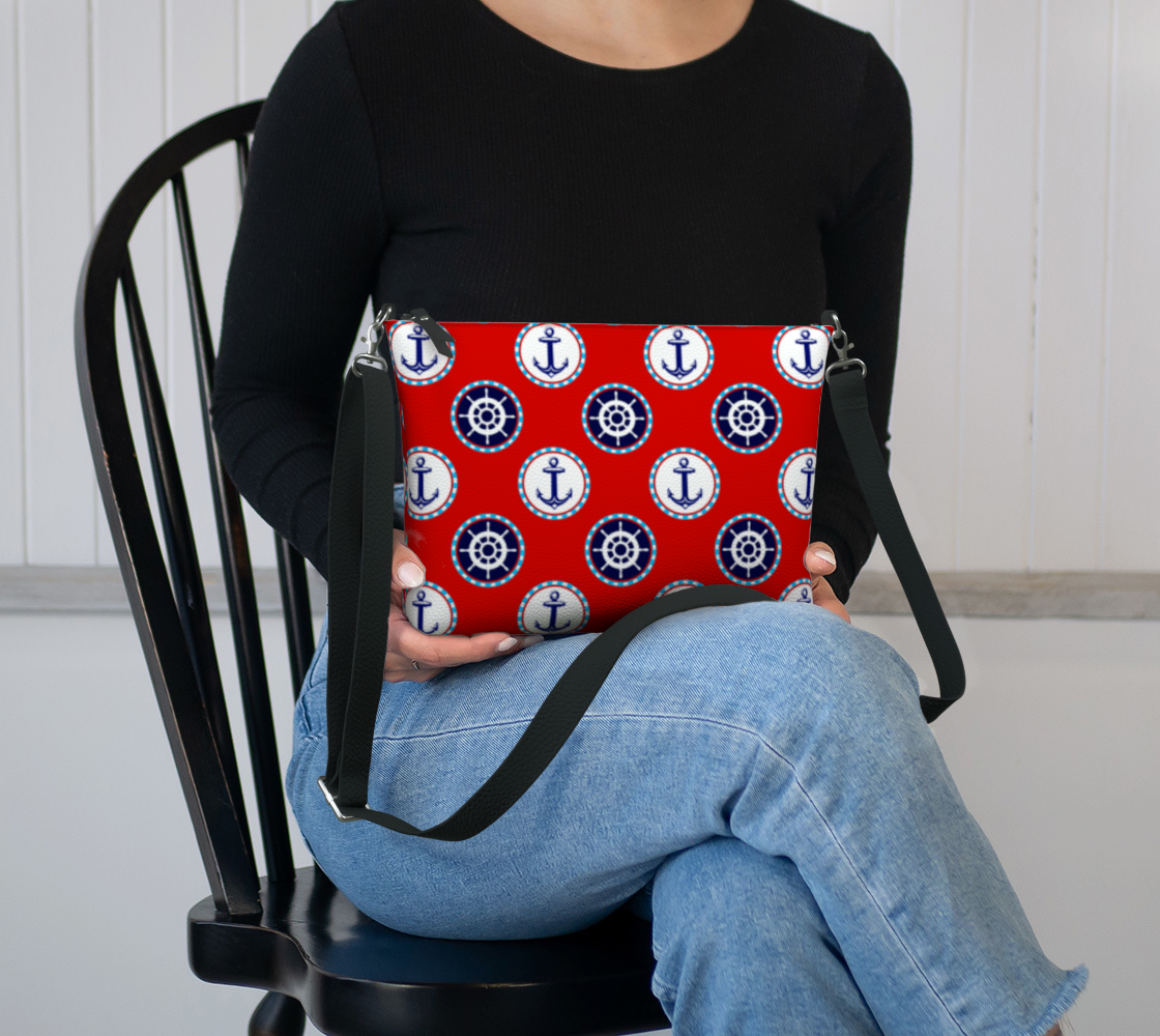 Red with Circles Vegan Leather 250 Crossbody Purse