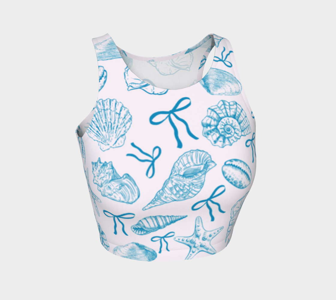 Blue Croquette with Shells Athletic Crop Top