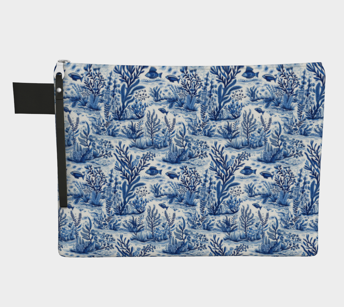 Blue Toile Zipper Carry-all