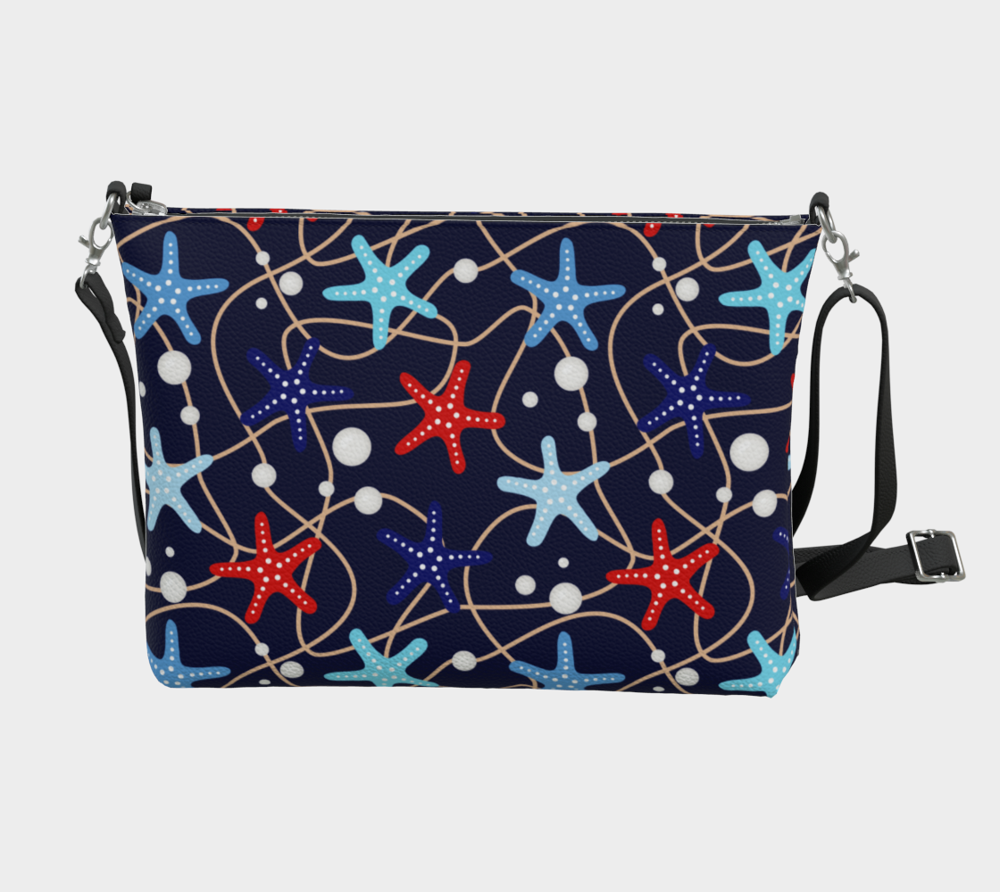 Starfish and Pearls Vegan Leather Crossbody Purse