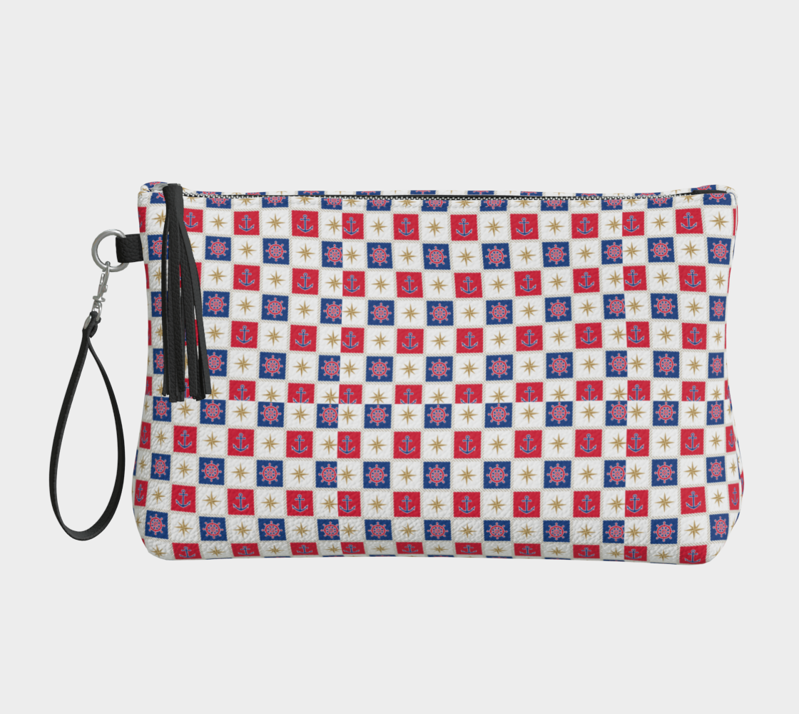 Anchor and Compass Cubes Vegan Leather Makeup Bag