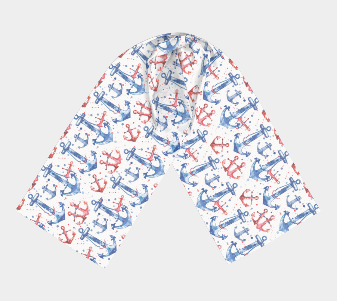 Blue, double red Long Scarf