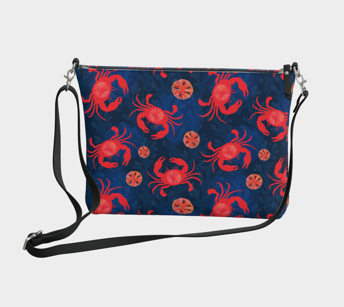 Crab and Sand Dollar Vegan Leather Crossbody Purse