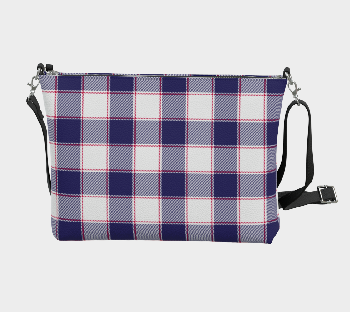 Blue w Red Vegan Leather Crossbody Purse