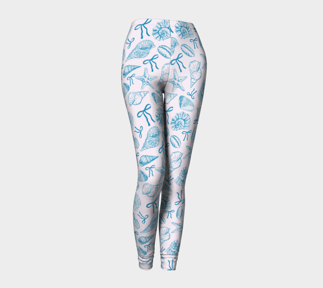Summer Coquette Bow and Shells Leggings