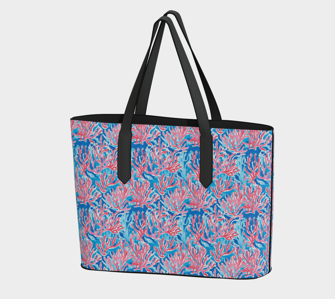 Sea Coral Vegan Leather Tote Bag