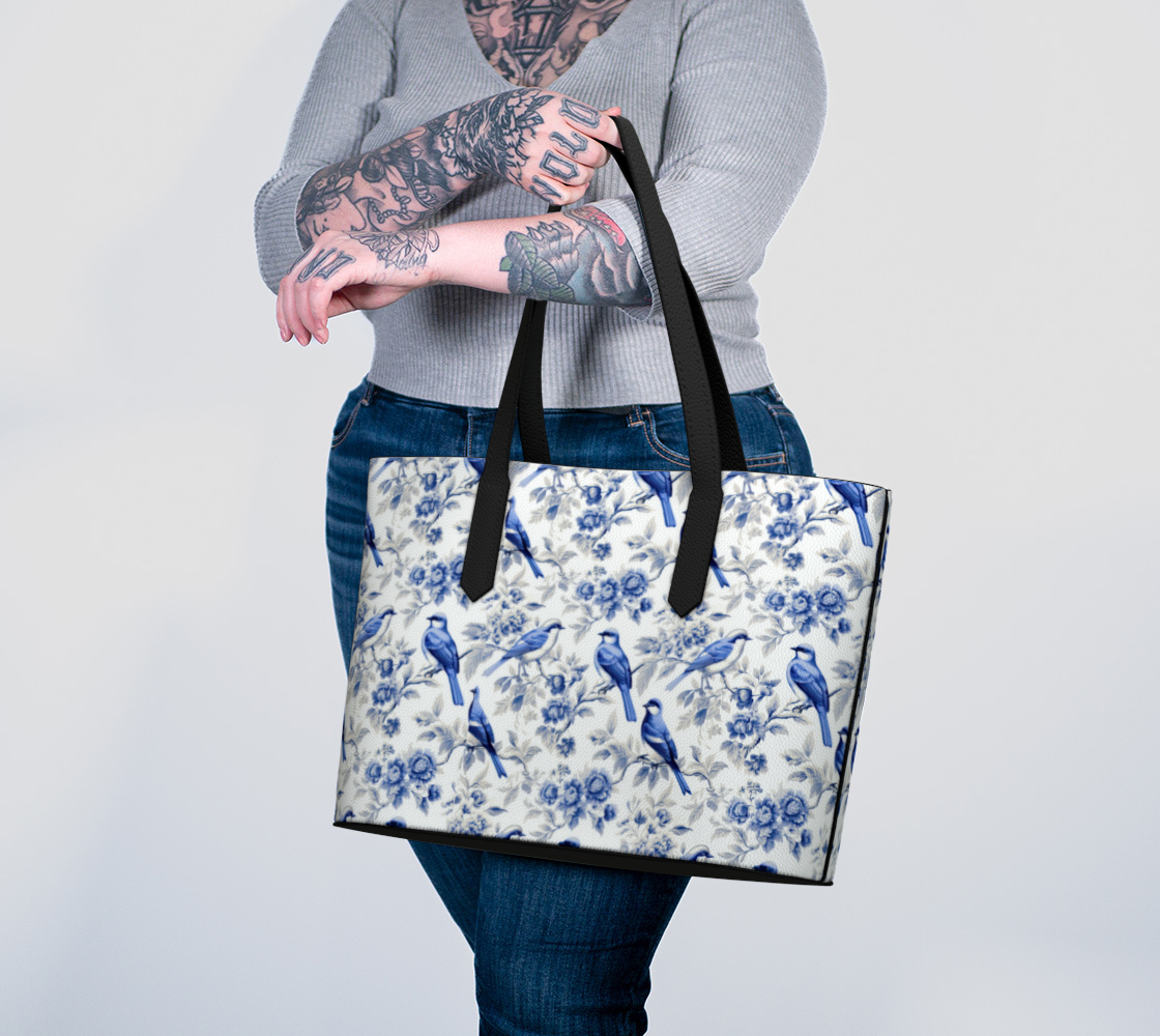 Bird Toile Vegan Leather Tote