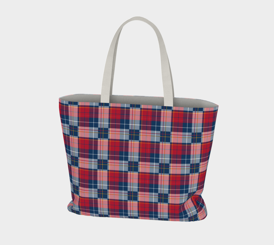My Red/Blue Pattern Lined Large Tote Bag