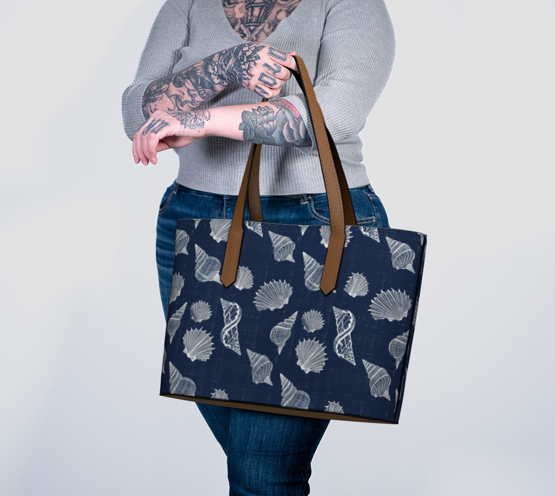 Shells Blue Vegan Leather Tote bn