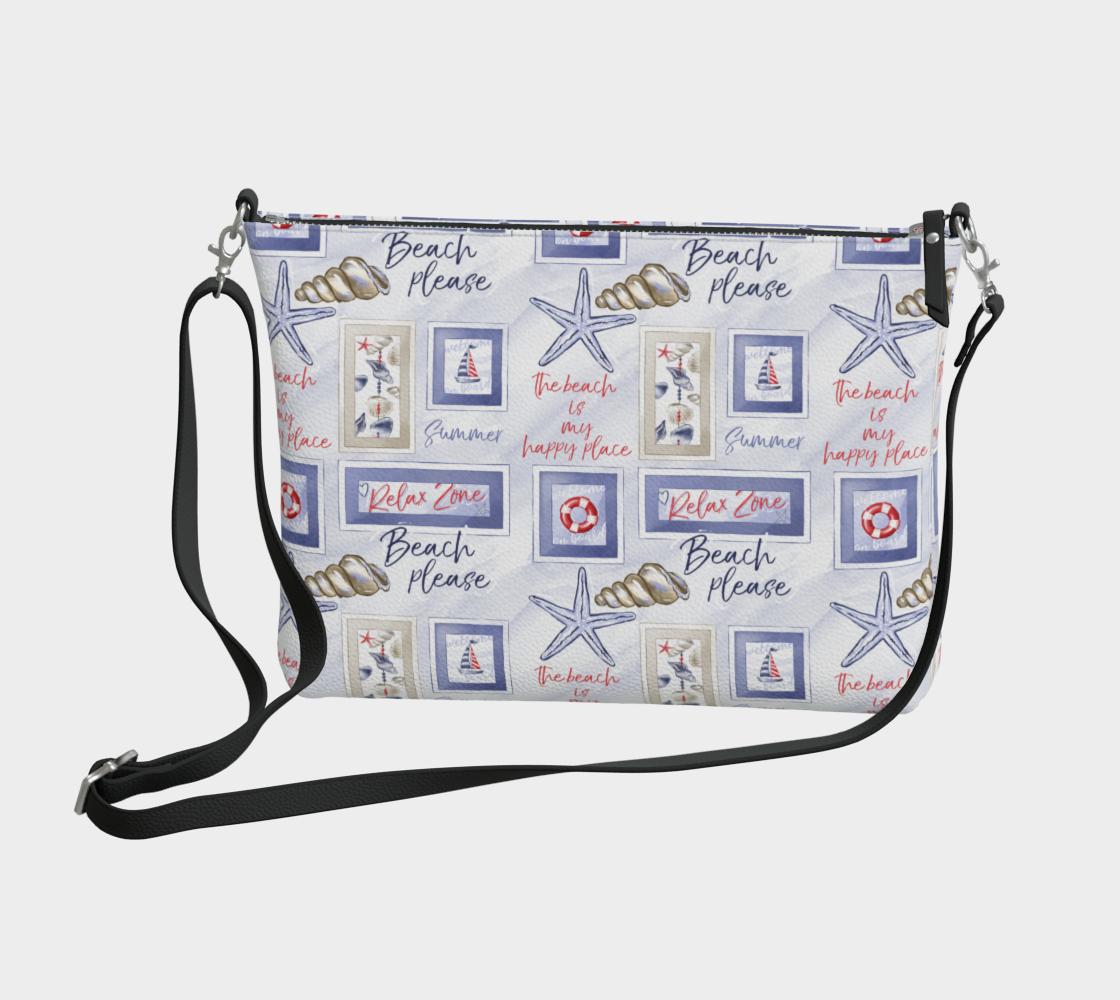 Beach Signs Vegan Leather Crossbody Purse