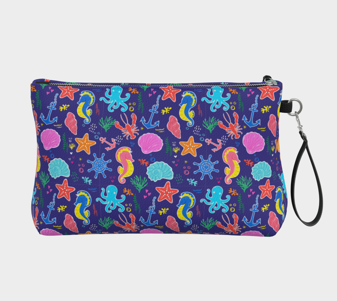 Royal Blue Under the Sea Vegan Leather Crossbody Purse 939