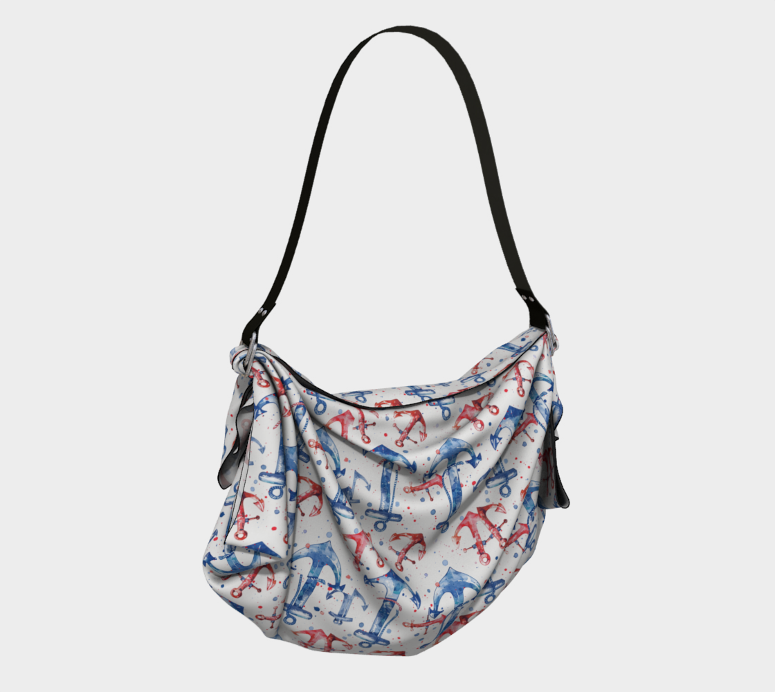 Blue, double red Anchor Origami Tote