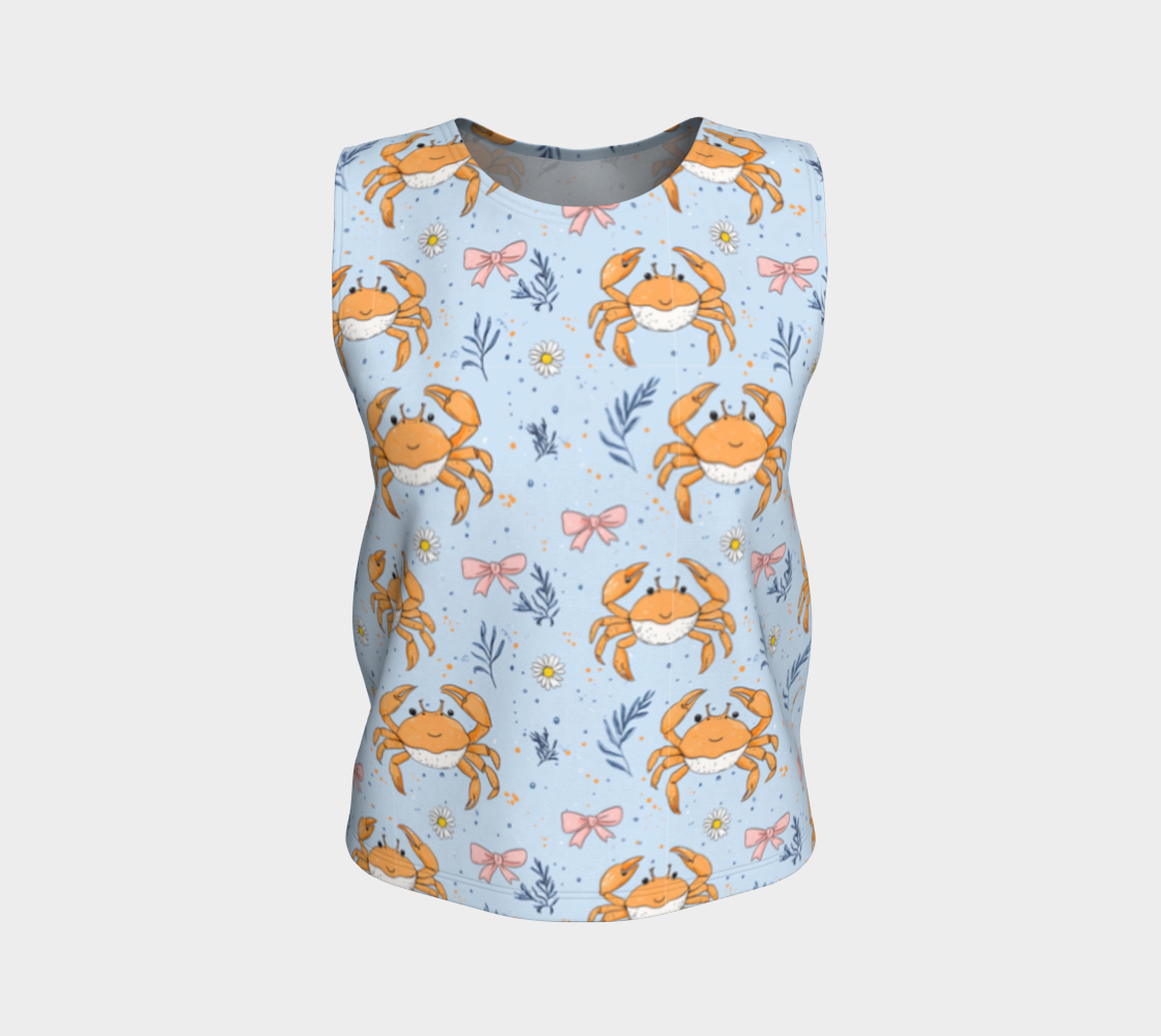 Blue with Crabs and Bows 443 Loose Tank Top
