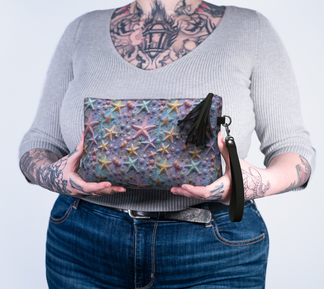 Lilac Starfish Vegan Leather Clutch Purse