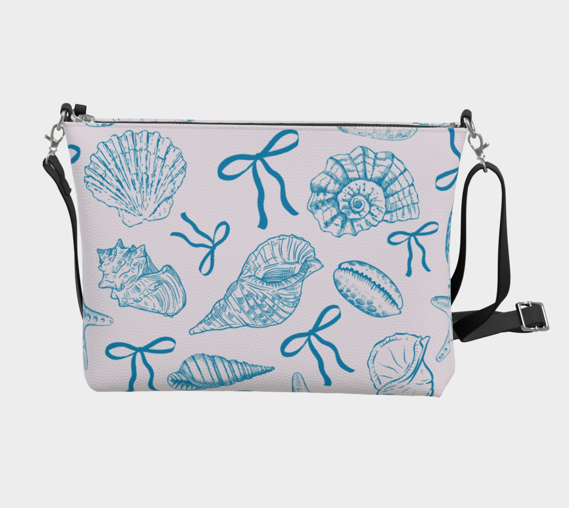 Summer Coquette Bow and Shells Vegan Leather Makeup Bag 343