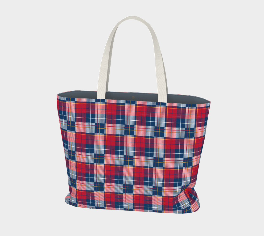 My Red/Blue Pattern Lined Large Tote Bag