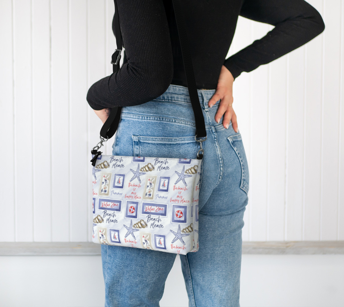 Beach Signs Vegan Leather Crossbody Purse