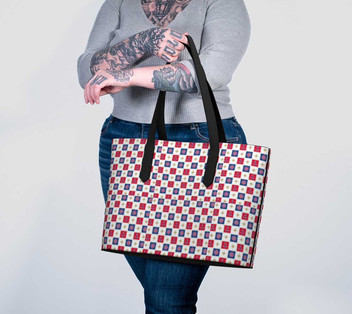 Anchor and Compass Cubes Tote Bag