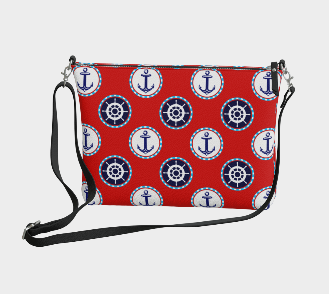 Red with Circles Vegan Leather 250 Crossbody Purse