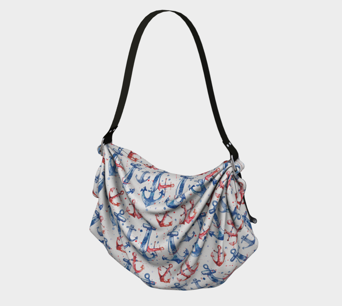 Blue, double red Anchor Origami Tote