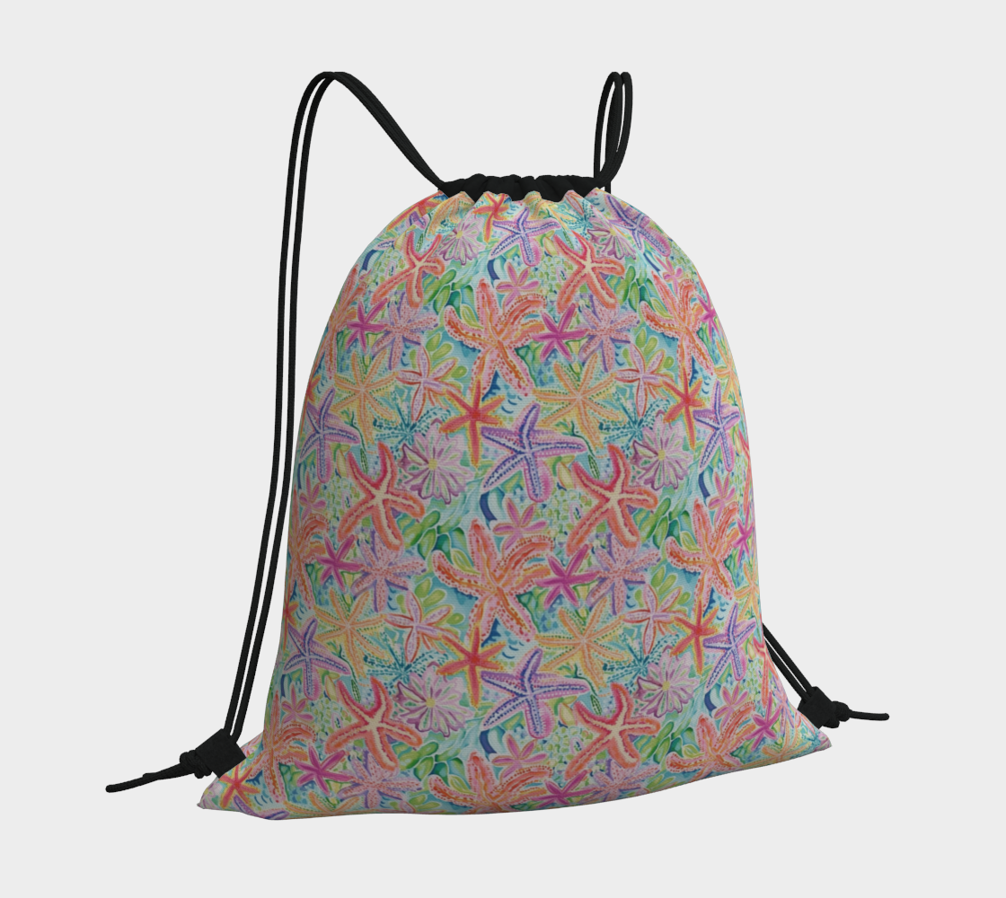 Multi Colored Starfish Drawstring Bag