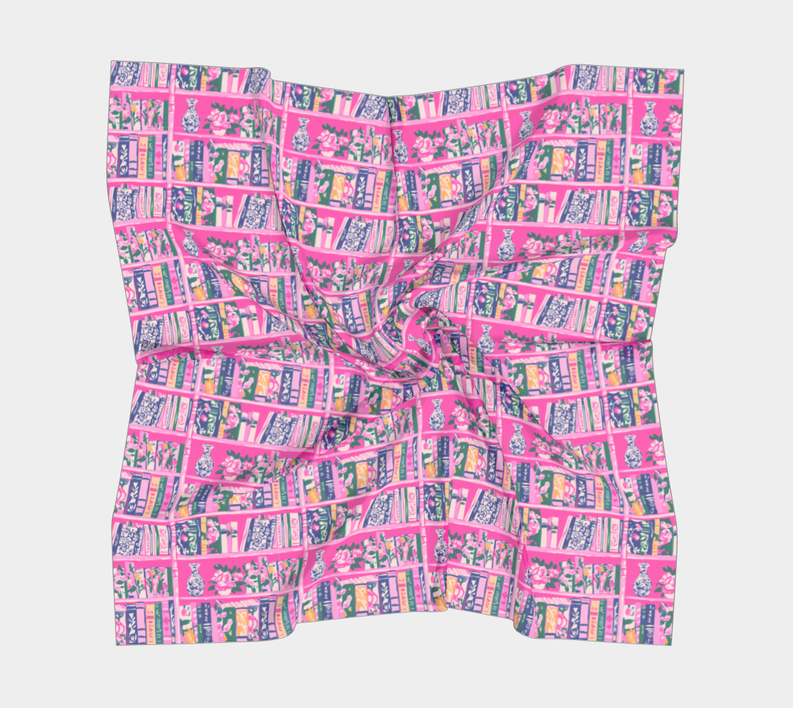 Pink Bookshelf Square Scarf